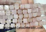 CUBS39 15 inches 7 - 8mm cube rose quartz gemstone beads wholesale