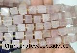 CUBS40 15 inches 8 - 9mm cube rose quartz gemstone beads wholesale