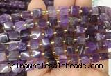 CUBS42 15 inches 7 - 8mm cube amethyst gemstone beads wholesale