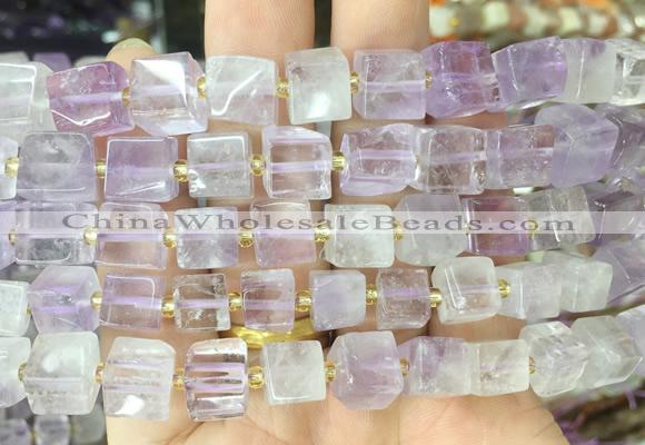 CUBS46 15 inches 8 - 9mm cube amethyst gemstone beads wholesale