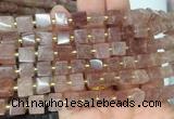 CUBS51 15 inches 7 - 8mm cube strawberry quartz gemstone beads wholesale