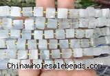 CUBS54 15 inches 7 - 8mm cube aquamarine gemstone beads wholesale