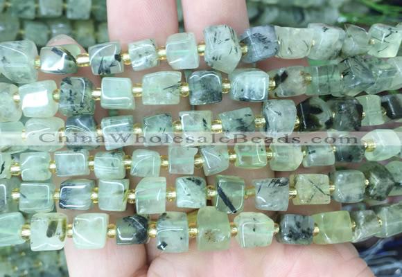 CUBS57 15 inches 7 - 8mm cube prehnite gemstone beads wholesale