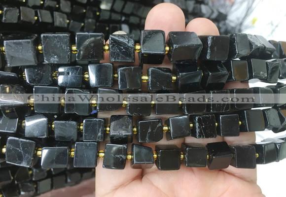 CUBS65 15 inches 6 - 7mm cube black tourmaline gemstone beads wholesale