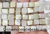 CUBS73 15 inches 8 - 9mm cube white moonstone gemstone beads wholesale