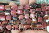 CUBS85 15 inches 8 - 9mm cube rhodonite gemstone beads wholesale