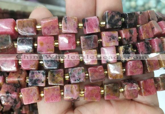 CUBS85 15 inches 8 - 9mm cube rhodonite gemstone beads wholesale