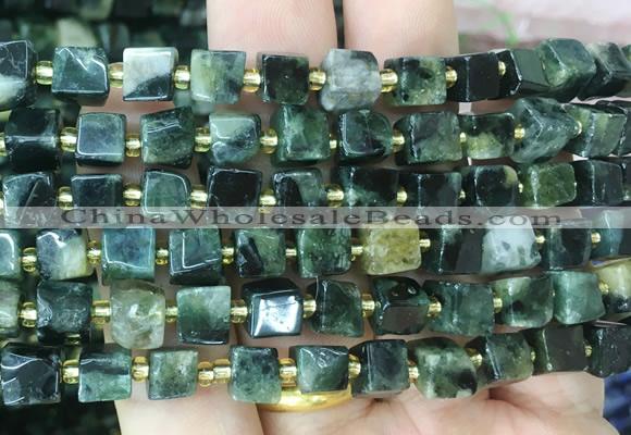 CUBS97 15 inches 7 - 8mm cube emerald gemstone beads wholesale