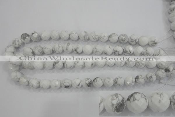 CWB214 15.5 inches 12mm faceted round natural white howlite beads