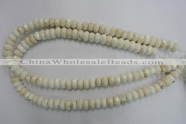 CWB327 15.5 inches 6*10mm faceted rondelle howlite turquoise beads