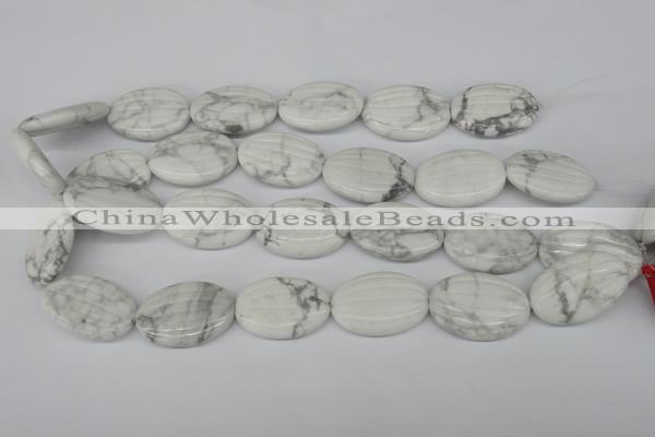 CWB68 15.5 inches 20*30mm carved oval natural white howlite beads