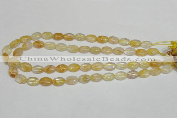 CYC01 15.5 inches 10*14mm oval yellow crystal quartz beads