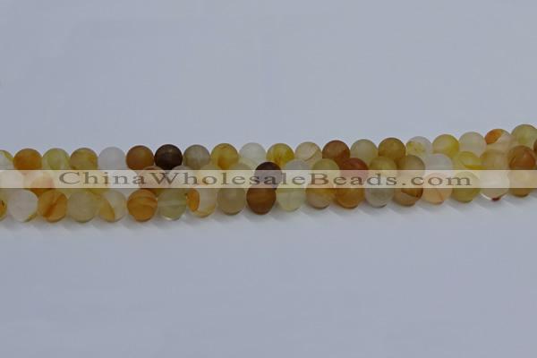 CYC141 15.5 inches 6mm round matte yellow quartz beads wholesale