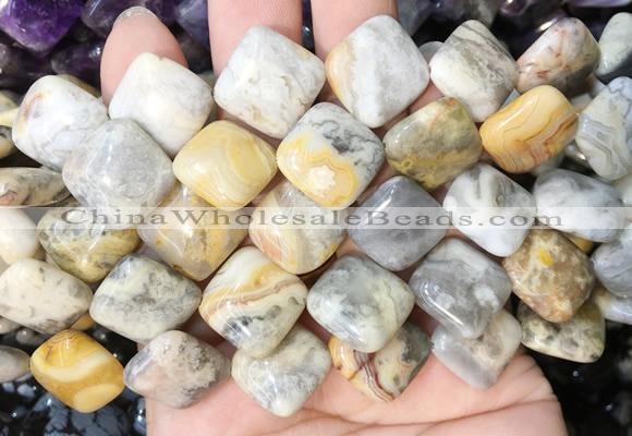 DOBS09 15 inches 15mm diamond yellow crazy agate gemstone beads wholesale