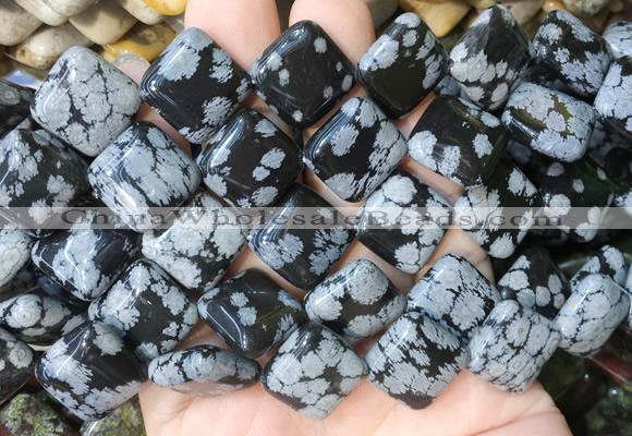 DOBS23 15 inches 15mm diamond snowflake obsidian gemstone beads wholesale