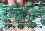 FGBS121 15 inches 12mm carved skull green strawberry quartz beads wholesale