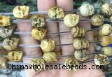 FGBS126 15 inches 12mm carved skull picture jasper beads wholesale