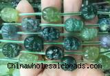 FGBS128 15 inches 12mm carved skull moss agate beads wholesale