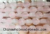 FGBS139 15 inches 14mm carved rose flower rose quartz beads