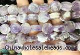 FGBS140 15 inches 14mm carved rose flower amethyst beads