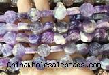 FGBS142 15 inches 14mm carved rose flower dogtooth amethyst beads