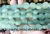 FGBS145 15 inches 14mm carved rose flower green aventurine beads