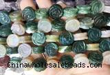 FGBS151 15 inches 14mm carved rose flower indian agate beads