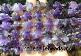 FGBS161 15 inches 15mm carved five petal flower amethyst beads wholesale