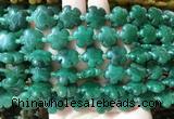 FGBS163 15 inches 15mm carved five petal flower green aventurine beads wholesale