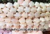 FGBS169 15 inches 15mm carved five petal flower pink aventurine beads wholesale