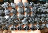 FGBS179 15 inches 15mm carved five petal flower black labradorite beads wholesale