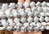 FGBS190 15 inches 15mm carved five petal flower white howlite beads wholesale