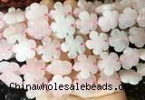 FGBS195 15 inches 20mm carved 5 petal flower rose quartz beads wholesale