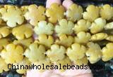 FGBS197 15 inches 20mm carved 5 petal flower yellow aventurine beads wholesale