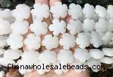 FGBS199 15 inches 20mm carved 5 petal flower white jade beads wholesale