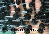 FGBS20 15 inches 8mm, 10mm, 12mm carved rose flower black agate beads