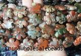 FGBS208 15 inches 20mm carved 5 petal flower brecciated jasper beads wholesale