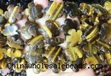 FGBS210 15 inches 20mm carved 5 petal flower yellow tiger eye beads wholesale