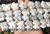 FGBS213 15 inches 20mm carved 5 petal flower white howlite beads wholesale