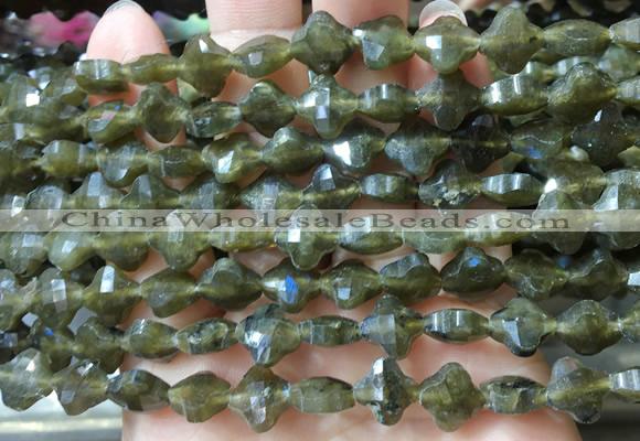 FGBS233 15 inches 10mm faceted four leaf clover labradorite beads wholesale