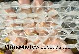 FGBS238 15 inches 13mm faceted 4 leaf clover white crystal beads wholesale