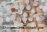 FGBS28 15 inches 8mm, 10mm, 12mm carved rose flower rose quartz beads