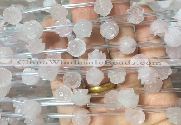 FGBS28 15 inches 8mm, 10mm, 12mm carved rose flower rose quartz beads