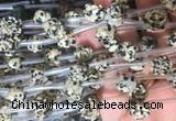 FGBS41 15 inches 10mm carved rose flower dalmatian jasper beads wholesale