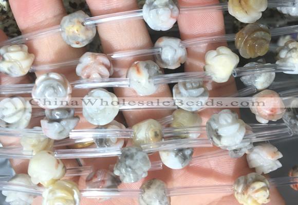 FGBS45 15 inches 10mm carved rose flower crazy lace agate beads wholesale