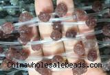 FGBS54 15 inches 10mm carved rose flower strawberry quartz beads wholesale