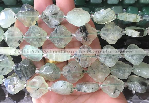 FGBS65 15 inches 16mm - 18mm faceted Four leaf clover prehnite beads