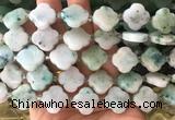 FGBS67 15 inches 16mm - 18mm faceted Four leaf clover chrysocolla beads