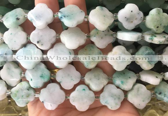 FGBS67 15 inches 16mm - 18mm faceted Four leaf clover chrysocolla beads