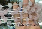 FGBS70 15 inches 10mm carved skull rose quartz beads wholesale